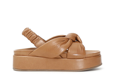 SANDALI IN PELLE CON NODO ED ELASTICO