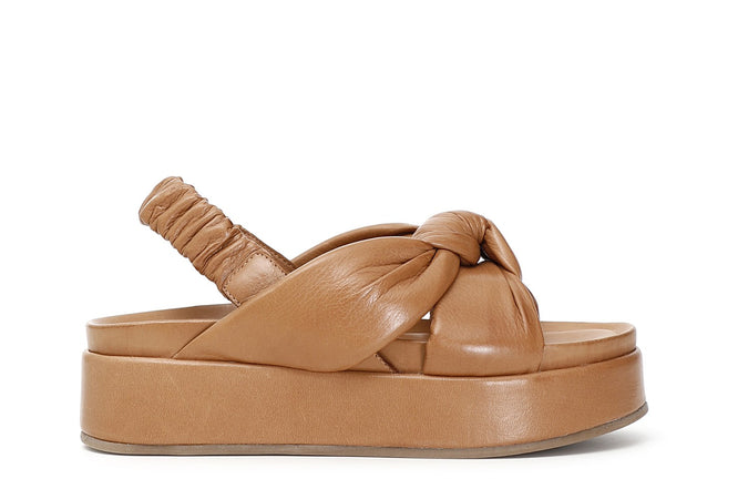 SANDALI IN PELLE CON NODO ED ELASTICO