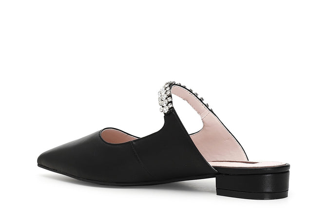 BALLERINA IN PELLE APERTO DIETRO CON GIOIELLO