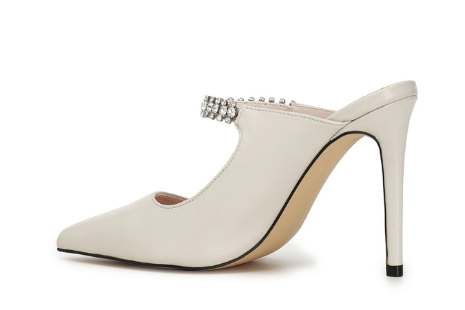 SCARPE IN PELLE APERTO DIETRO CON GIOIELLO