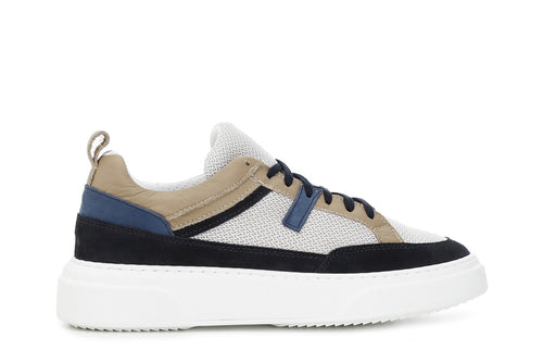 SNEAKERS IN PELLE SCAMOSCIATA E TESSUTOMESH