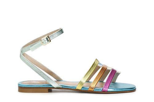 SANDALI IN METALLIZZATO MULTICOLOR