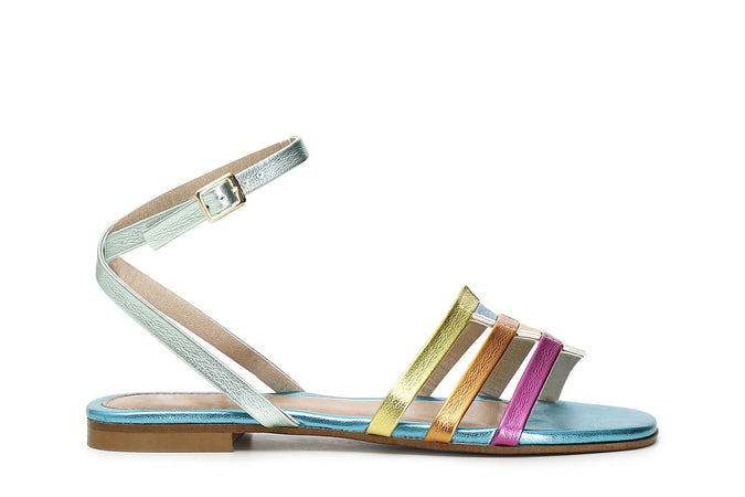 SANDALI IN METALLIZZATO MULTICOLOR