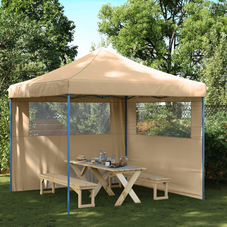 Tendone per Feste Pieghevole Pop-Up con 2 Pareti Beige Colore Struttura