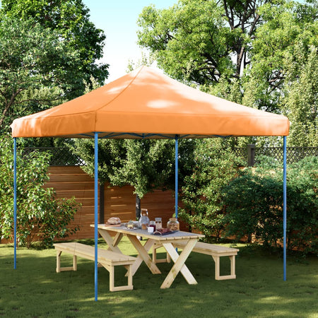Gazebo Tenda da Festa Pieghevole Pop-Up Arancione Struttura Blu 292x292x315 cm