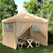 Tendone per Feste Pieghevole Pop-Up con 4 Pareti Beige Struttura Blu