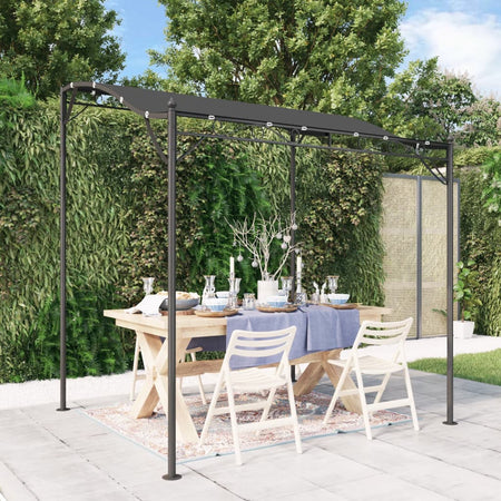 Tettoia Antracite 2x2,3 m 180 g/m² Tessuto e Acciaio Piano con Design Curvo