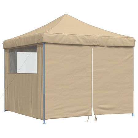 Tendone per Feste Pieghevole Pop-Up con 4 Pareti Beige Struttura Blu