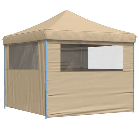 Tendone per Feste Pieghevole Pop-Up con 4 Pareti Beige Struttura Blu
