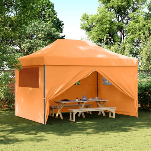 Tendone per Feste Pieghevole Pop-Up con 4 Pareti Arancione Struttura Blu