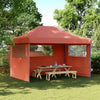 Tendone per Feste Terracotta Struttura Blu Pieghevole Pop-Up con 3 Pareti