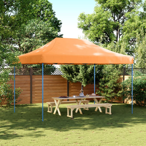 Tenda da Festa Pieghevole Pop-Up Arancione Struttura Blu 410x279x315 cm