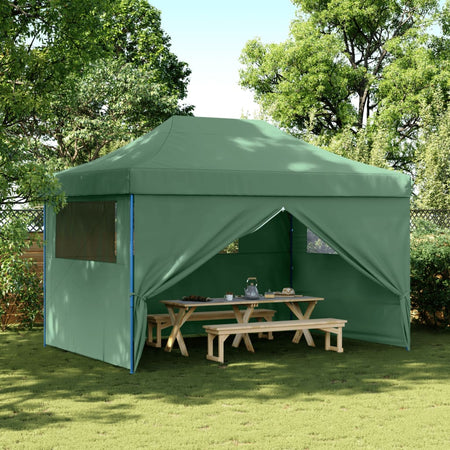 Tendone per Feste Verde Struttura Blu Pieghevole Pop-Up con 4 Pareti