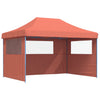 Tendone per Feste Terracotta Struttura Blu Pieghevole Pop-Up con 3 Pareti