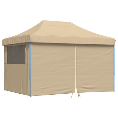 Tendone per Feste Pieghevole Pop-Up con 4 Pareti Beige Struttura Blu