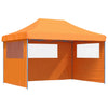 Tendone per Feste Pieghevole Pop-Up con 3 Pareti Arancione Struttura Blu
