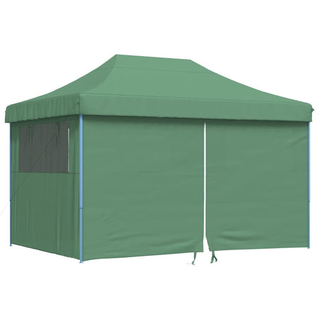 Tendone per Feste Verde Struttura Blu Pieghevole Pop-Up con 4 Pareti