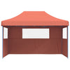 Tendone per Feste Terracotta Struttura Blu Pieghevole Pop-Up con 3 Pareti