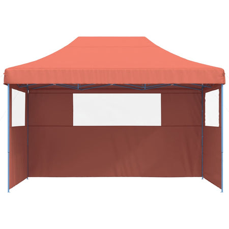 Tendone per Feste Terracotta Struttura Blu Pieghevole Pop-Up con 3 Pareti