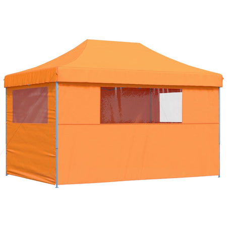 Tendone per Feste Pieghevole Pop-Up con 4 Pareti Arancione Struttura Blu