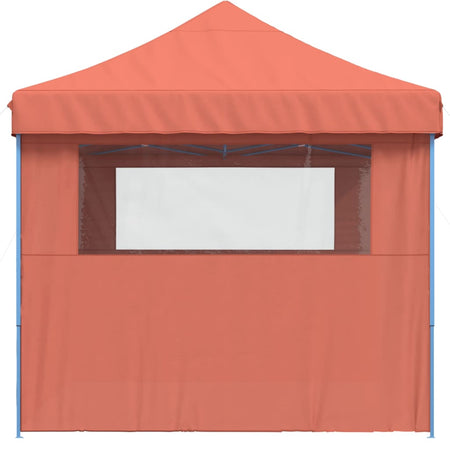 Tendone per Feste Terracotta Struttura Blu Pieghevole Pop-Up con 3 Pareti
