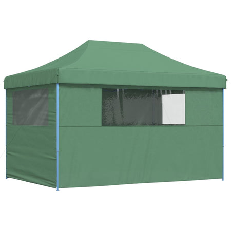 Tendone per Feste Verde Struttura Blu Pieghevole Pop-Up con 4 Pareti