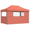 Tendone per Feste Terracotta Struttura Blu Pieghevole Pop-Up con 3 Pareti