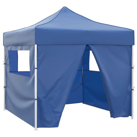 Tenda Pieghevole Blu con 4 Pareti Verniciato a Polvere  3 x 3 m