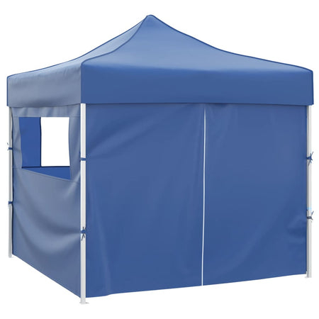 Tenda Pieghevole Blu con 4 Pareti Verniciato a Polvere  3 x 3 m