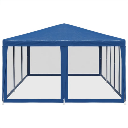Tenda per Feste con 10 Pareti Laterali in Rete Blu Resistente ai Raggi UV HDPE