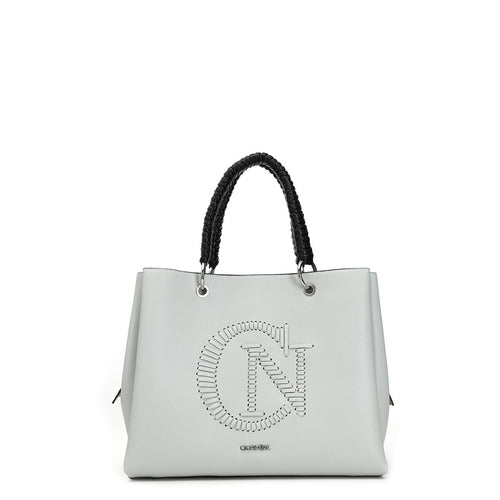 SHOPPING CON MANICO INTRECCIATO E CN RICAMO