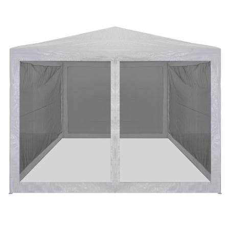 Tenda per Feste Bianco e Nero con 4 Pareti in Rete 4x3 m