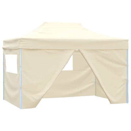 Gazebo Professionale Crema Pieghevole con 4 Pareti Acciaio Resistente 3x4m