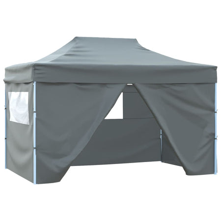 Gazebo Professionale Pieghevole 4 Pareti Acciaio Antracite 3x4m