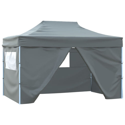 Gazebo Professionale Pieghevole 4 Pareti Acciaio Antracite 3x4m