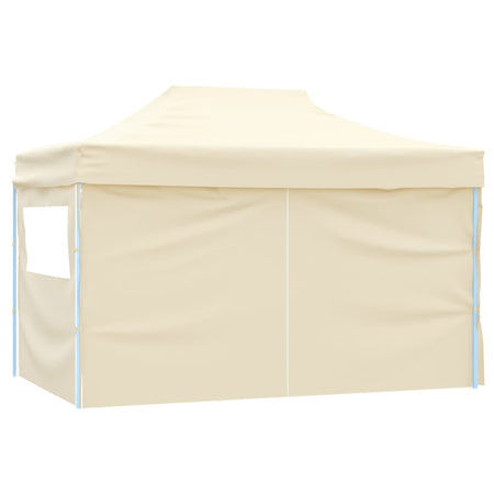 Gazebo Professionale Crema Pieghevole con 4 Pareti Acciaio Resistente 3x4m