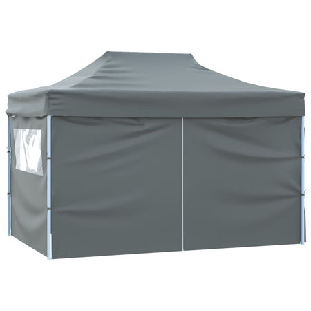 Gazebo Professionale Pieghevole 4 Pareti Acciaio Antracite 3x4m