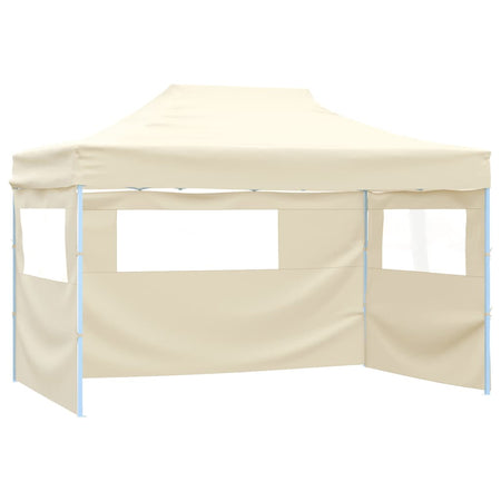 Gazebo Professionale Crema Pieghevole con 4 Pareti Acciaio Resistente 3x4m