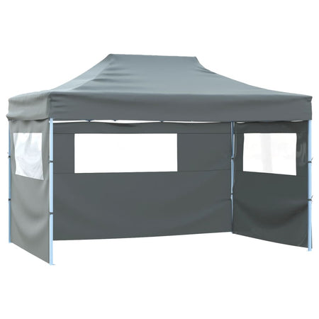 Gazebo Professionale Pieghevole 4 Pareti Acciaio Antracite 3x4m