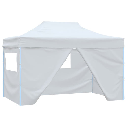Gazebo Professionale Bianco Design Pieghevole 4 Pareti Acciaio 3x4m