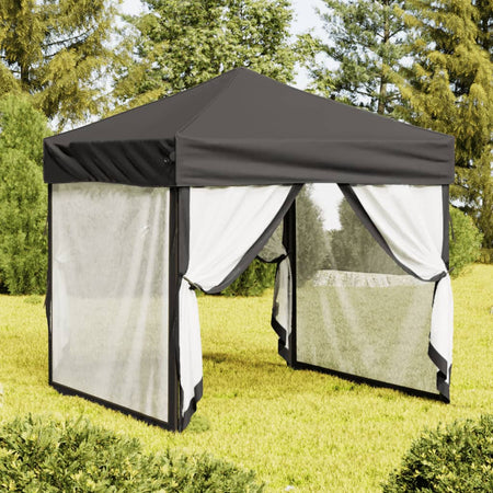Tenda per Feste Pieghevole con Pareti Laterali Antracite Tessuto Oxford 2x2 m