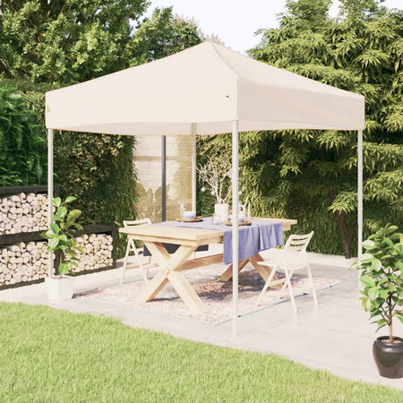 Tenda per Feste Pieghevole Crema Tessuto Oxford Telaio in Acciaio 3x3 m