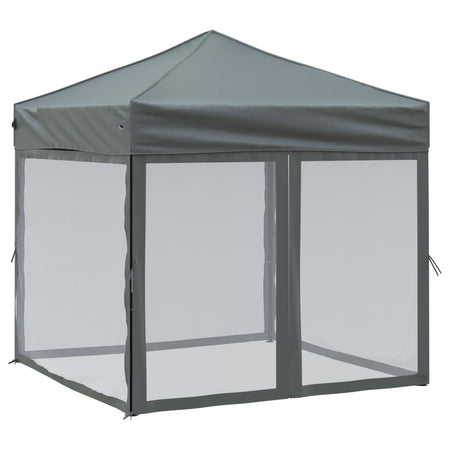Tenda per Feste Pieghevole con Pareti Laterali Antracite Tessuto Oxford 2x2 m