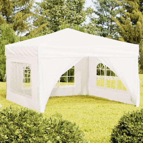 Tenda per Feste Pieghevole con Pareti Laterali Bianco Tessuto Oxford 3x3 m