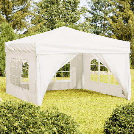 Tenda per Feste Crema Pieghevole con Pareti Laterali Telaio in Acciaio 3x3 m
