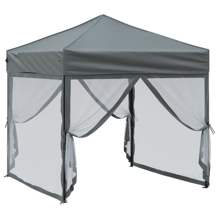 Tenda per Feste Pieghevole con Pareti Laterali Antracite Tessuto Oxford 2x2 m