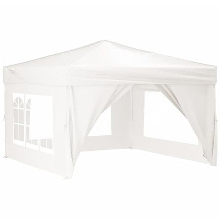 Tenda per Feste Pieghevole con Pareti Laterali Bianco Tessuto Oxford 3x3 m