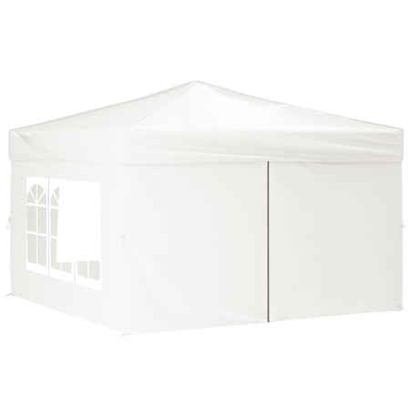 Tenda per Feste Pieghevole con Pareti Laterali Bianco Tessuto Oxford 3x3 m