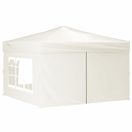 Tenda per Feste Crema Pieghevole con Pareti Laterali Telaio in Acciaio 3x3 m