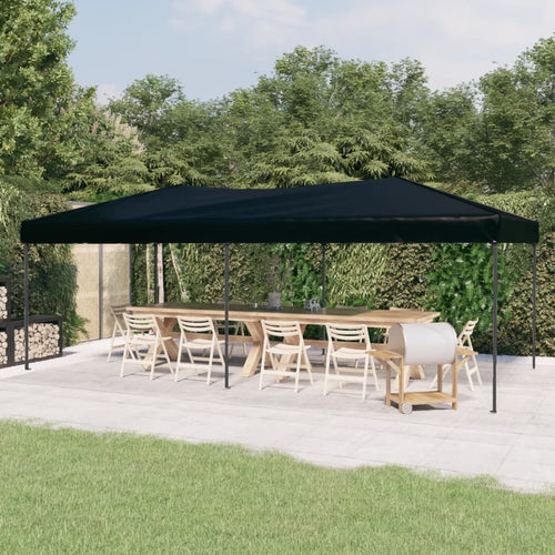 Tenda per Feste Nera Design Pieghevole Tessuto Oxford Telaio in Acciaio 3x6 m
